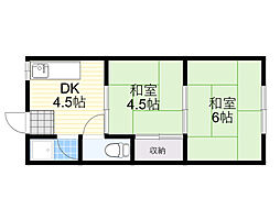 桜レジデンス 2DKの間取図画像