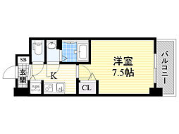 ディームス江坂 1Kの間取図画像
