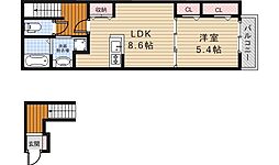シャルムウエスト 1LDKの間取図画像
