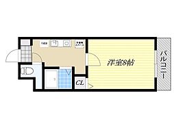 グランドステージ江坂 1Kの間取図画像