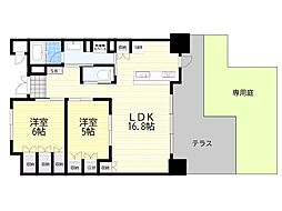 ローレルスクエア豊中アウレリア 2LDKの間取図画像