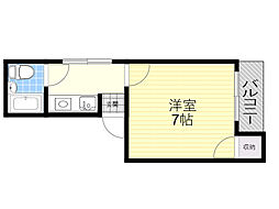 スプリングヒル2 1Kの間取図画像