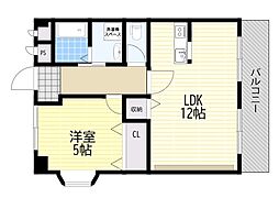 エレガンス上田 1LDKの間取図画像