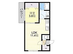 Halu豊中 1LDKの間取図画像