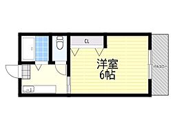 宮山ハイツ 1Kの間取図画像