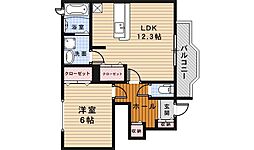 メゾンエフツー 1LDKの間取図画像