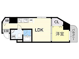 リッジ江坂 1LDKの間取図画像