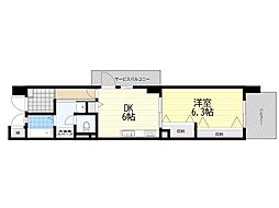 UR都市機構シティコート曽根東町三番館 1DKの間取図画像