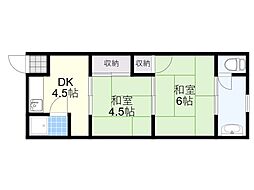 ルールドハウス箕面 2DKの間取図画像