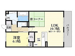 たまきA棟 1LDKの間取図画像