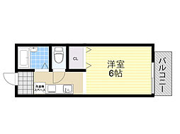 サニーコート2 1Kの間取図画像