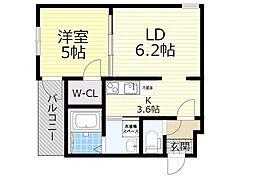 フジパレス石橋サウス 1LDKの間取図画像