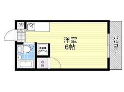 ロイヤルコート江坂 ワンルームの間取図画像