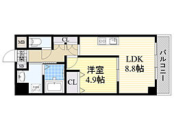 フローレンス江坂 1LDKの間取図画像