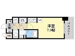 COMFORIA江坂広芝町 ワンルームの間取図画像