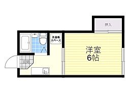 宮山ハイツ ワンルームの間取図画像