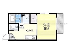 ハピネス高城 1Kの間取図画像