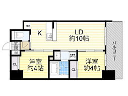 大阪市淀川区西宮原1丁目マンション 2LDKの間取図画像