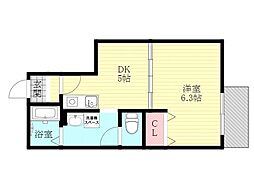 アルデール三国 1DKの間取図画像