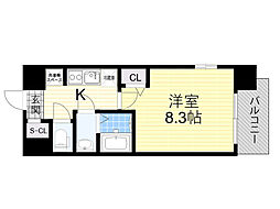 リッツ新大阪 1Kの間取図画像