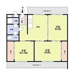 ヴィラひばりケ丘 3DKの間取図画像