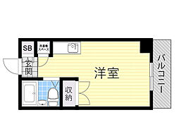 東明マンション江坂 ワンルームの間取図画像
