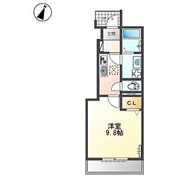 ノースバレイ2 1Kの間取図画像