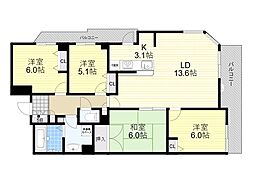 セレッソコート千里中央アネックス 4LDKの間取図画像