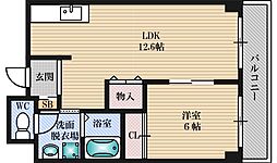 ラフィネ淀川 1LDKの間取図画像