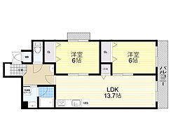 ファイブコート向丘 2LDKの間取図画像