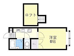 レジデンス曽根 1Kの間取図画像