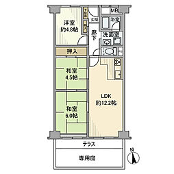 グリーンコーポ江坂第2 3LDKの間取図画像
