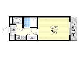 シャトレ豊津1 1Kの間取図画像