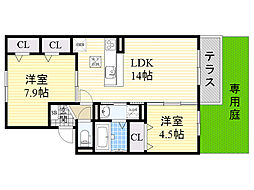 メゾン・ド・ボヌール 2LDKの間取図画像