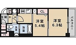 モンリベルテ箕面 1DKの間取図画像