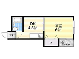 JPアパートメント豊中2 1DKの間取図画像