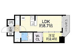 大阪市淀川区西宮原1丁目マンション 1LDKの間取図画像