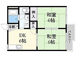 メゾン土谷 2DKの間取図画像