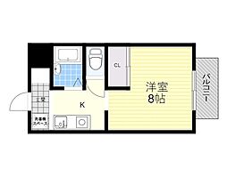 メゾン綾羽 1Kの間取図画像