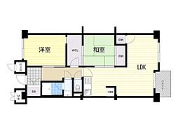 新北野第2コーポ 2LDKの間取図画像