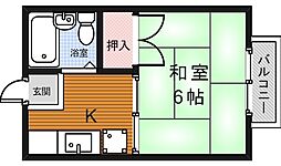 ヴィレッジコート箕面 1Kの間取図画像