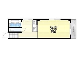 国田ハイツ2 ワンルームの間取図画像