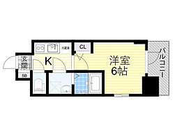 エスリード大阪シティノース 1Kの間取図画像