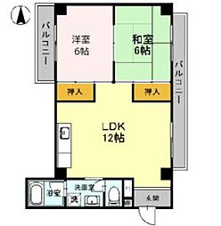 ヴィラ箕面 2LDKの間取図画像