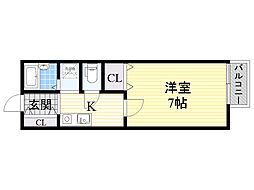 ウイングコート2 1Kの間取図画像
