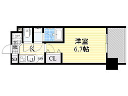 レジディア新大阪 1Kの間取図画像