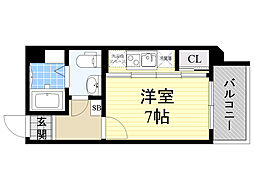 ドゥーエ江坂1 ワンルームの間取図画像