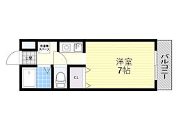 リヴェール西出 1Kの間取図画像