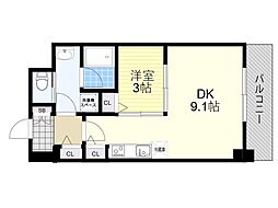 小西マンション 1DKの間取図画像