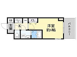エスレジデンス新大阪ガーデン 1Kの間取図画像